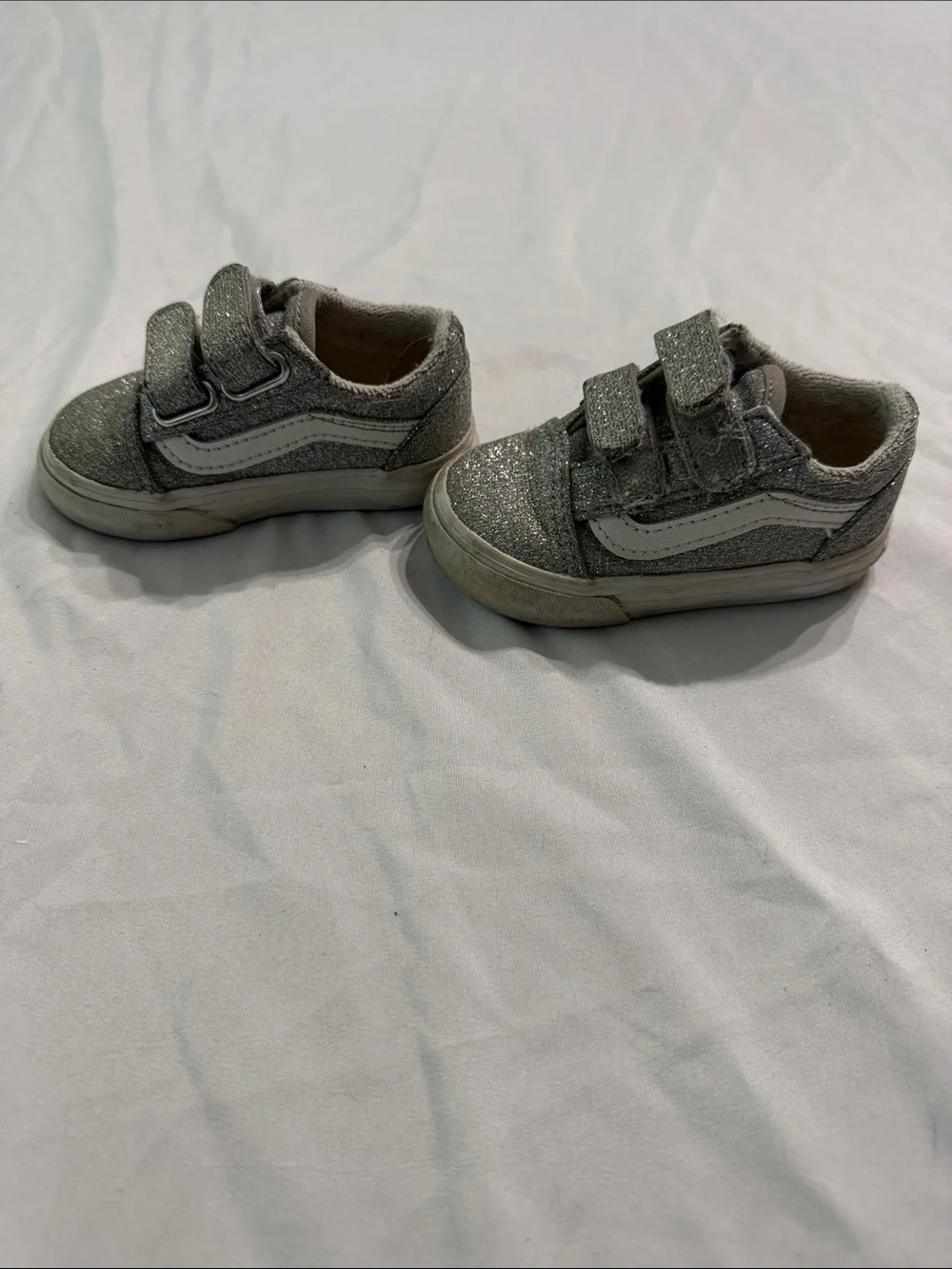 Kids Glitter Velcro Sneakers - Silver